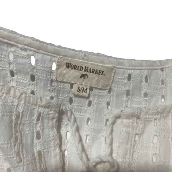 World Market S/M White NEW BabyDoll Blouse 100% Cotton Small / Medium - Picture 2 of 6